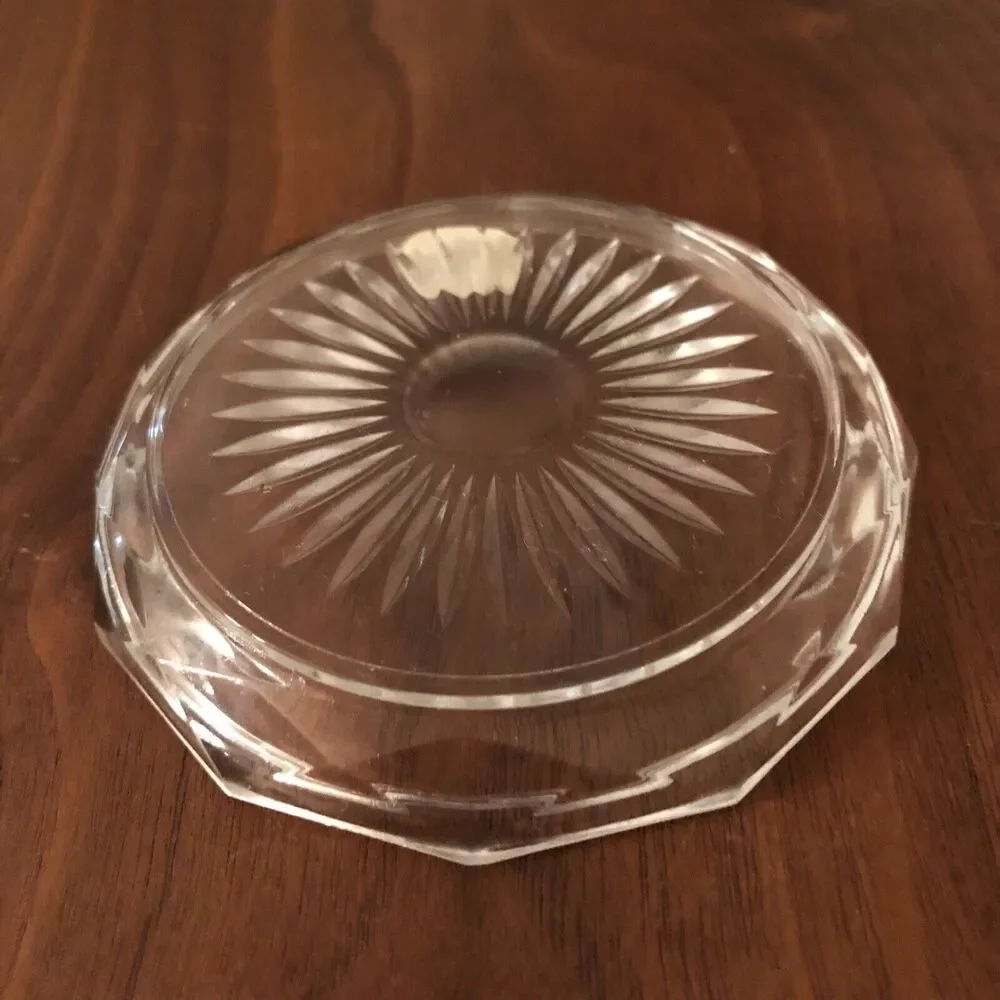 VTG MCM Bohemia Czech Cut Glass Crystal Coasters Sunburst Set of 4 New Gift Box
